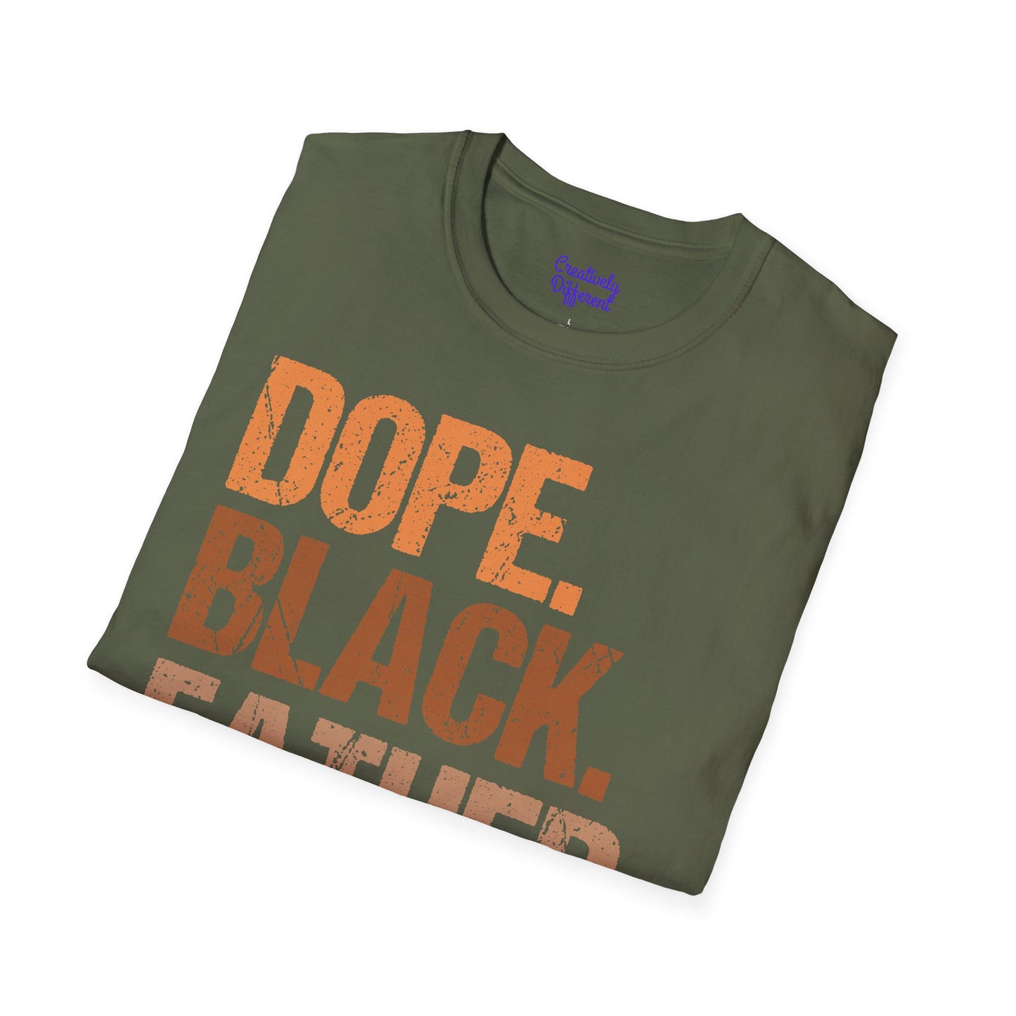Dope Black Father Unisex Softstyle T-Shirt, Father's Day Gift, Black Pride Apparel, Casual Wear, Streetwear, Gift for Dads
