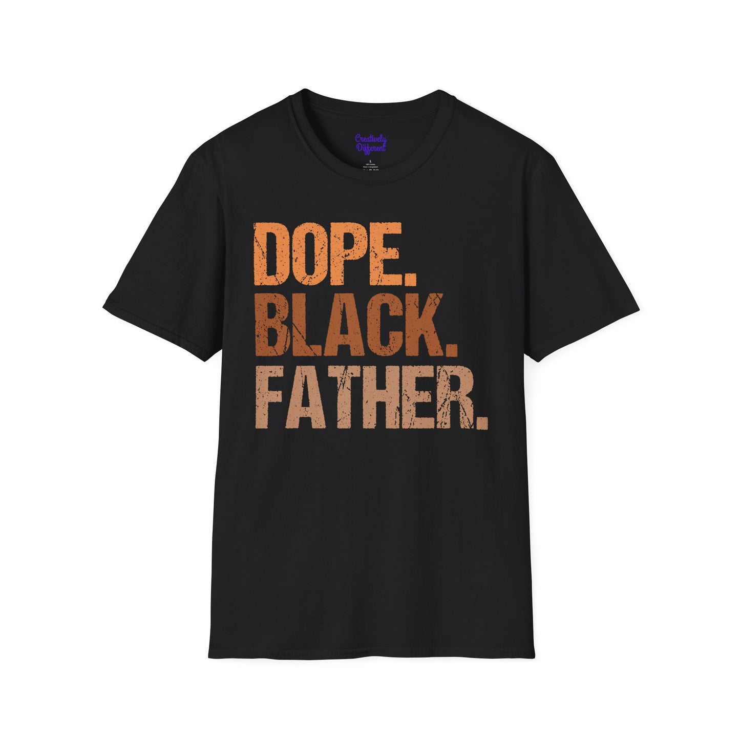 Dope Black Father Unisex Softstyle T-Shirt, Father's Day Gift, Black Pride Apparel, Casual Wear, Streetwear, Gift for Dads