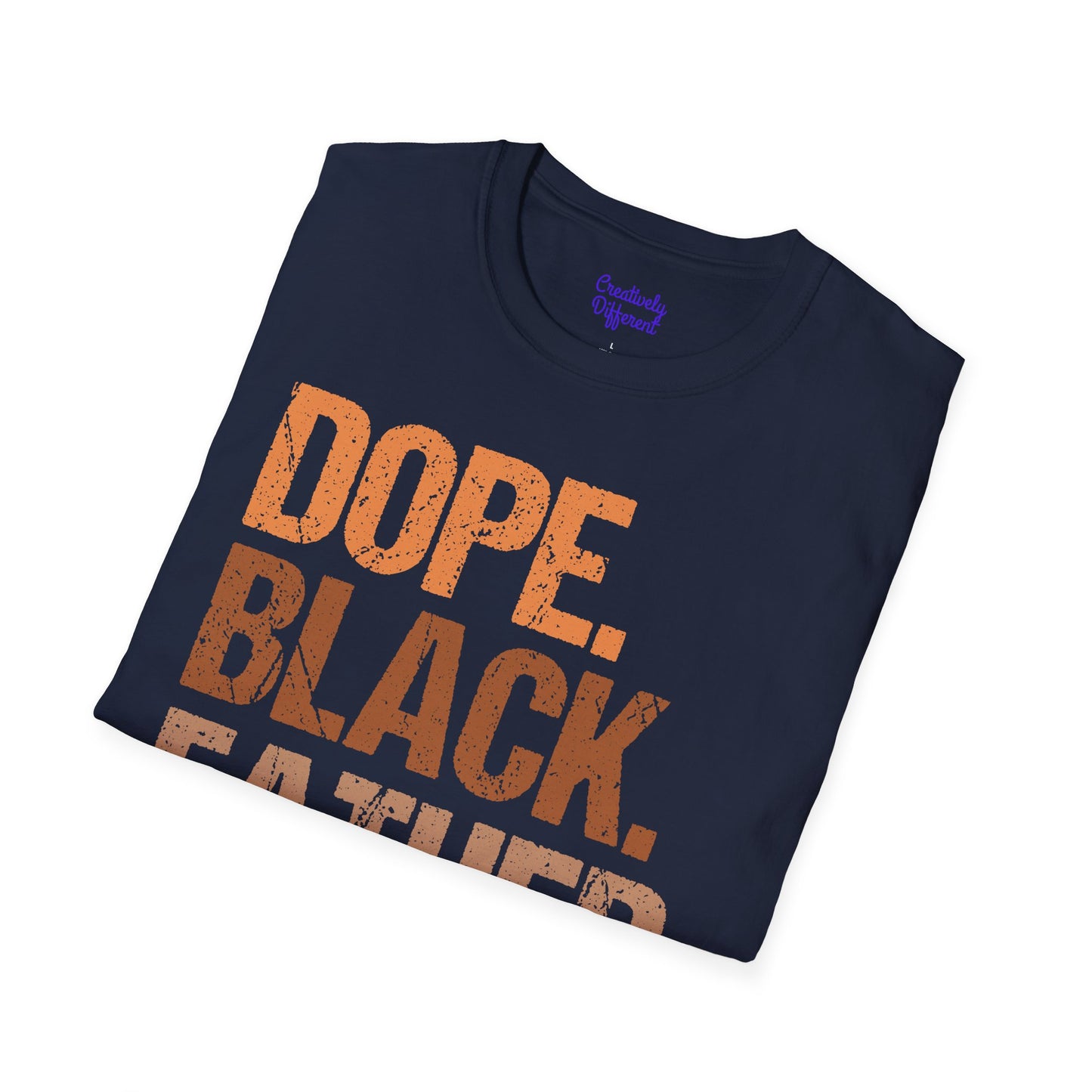 Dope Black Father Unisex Softstyle T-Shirt, Father's Day Gift, Black Pride Apparel, Casual Wear, Streetwear, Gift for Dads
