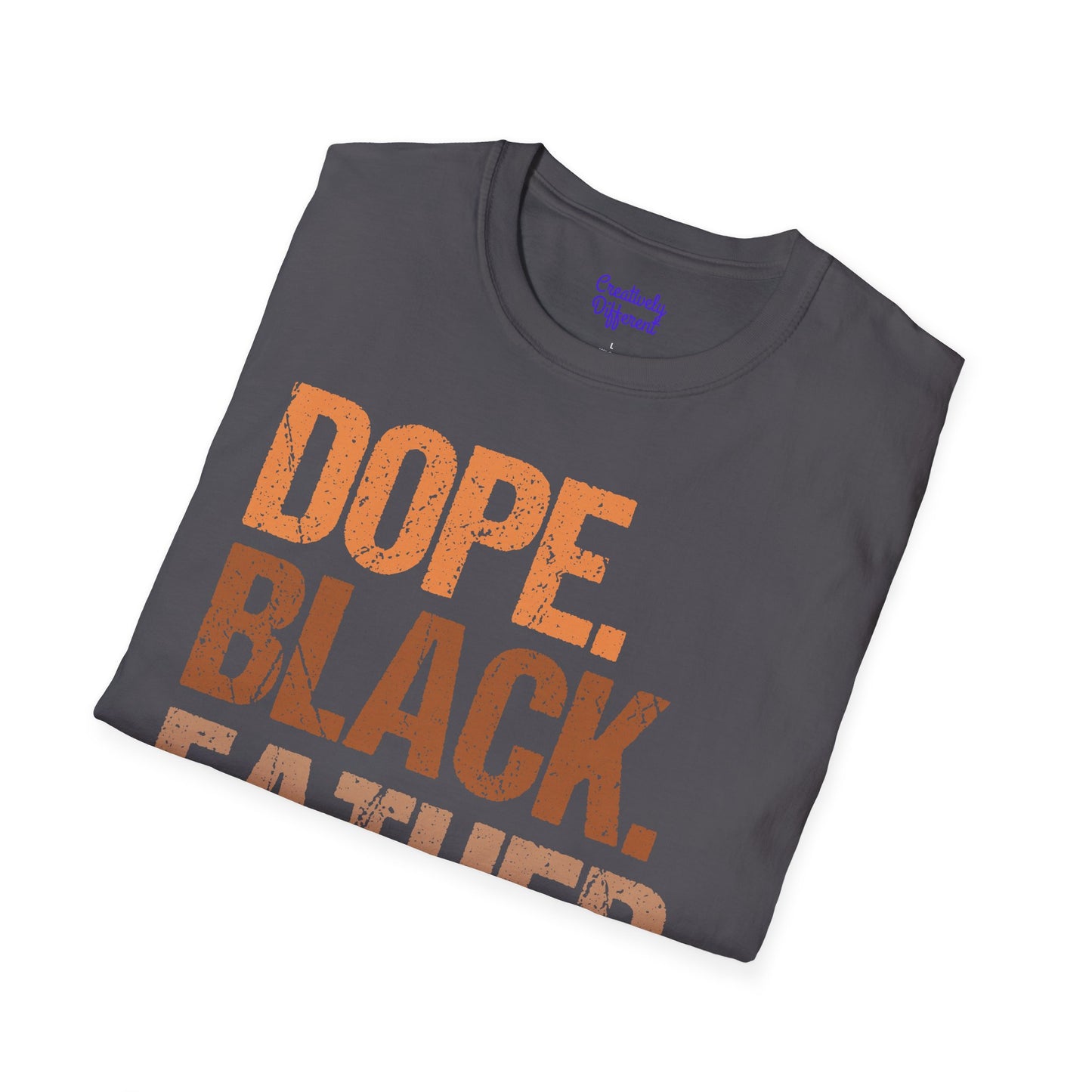 Dope Black Father Unisex Softstyle T-Shirt, Father's Day Gift, Black Pride Apparel, Casual Wear, Streetwear, Gift for Dads