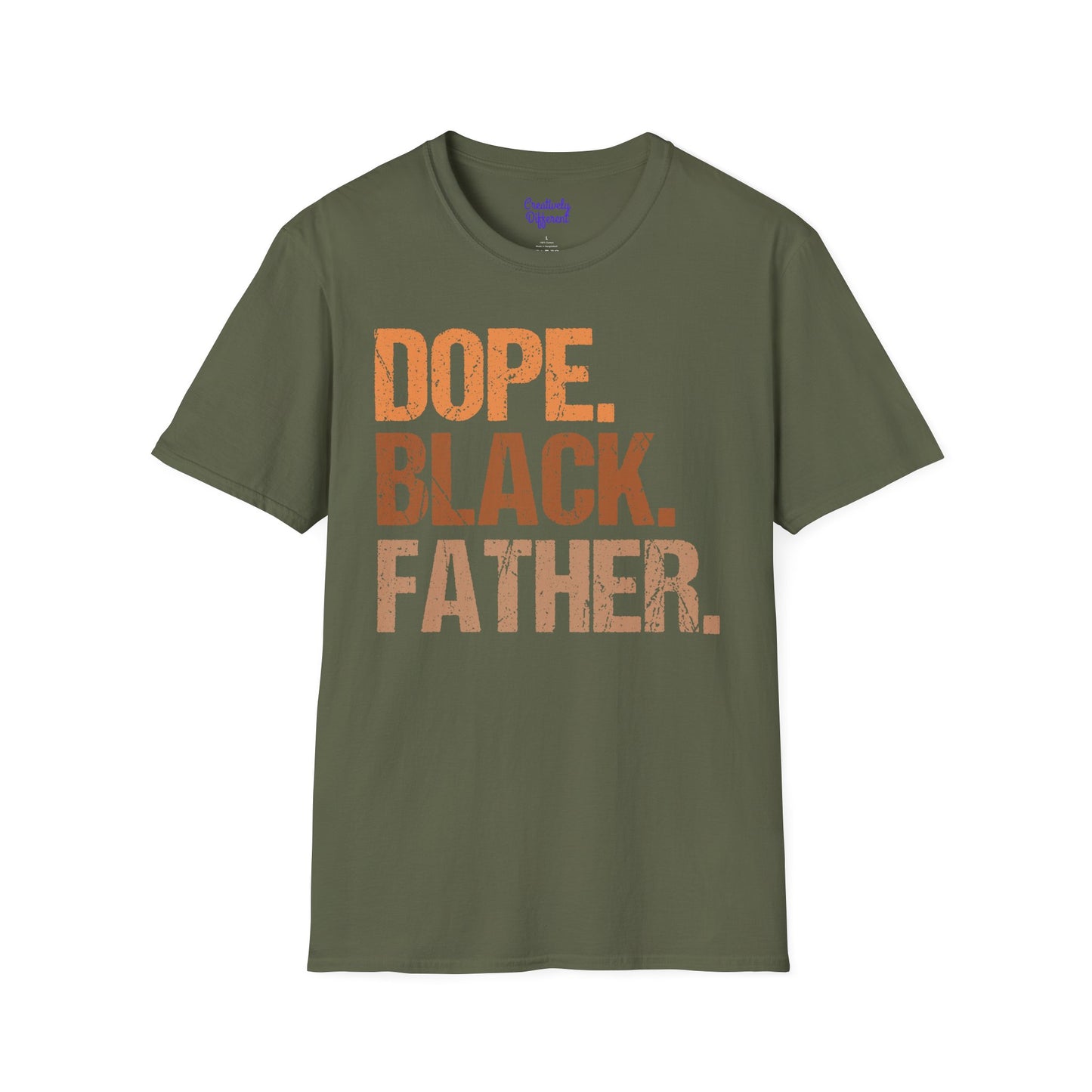 Dope Black Father Unisex Softstyle T-Shirt, Father's Day Gift, Black Pride Apparel, Casual Wear, Streetwear, Gift for Dads