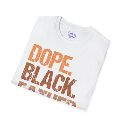 Dope Black Father Unisex Softstyle T-Shirt, Father's Day Gift, Black Pride Apparel, Casual Wear, Streetwear, Gift for Dads