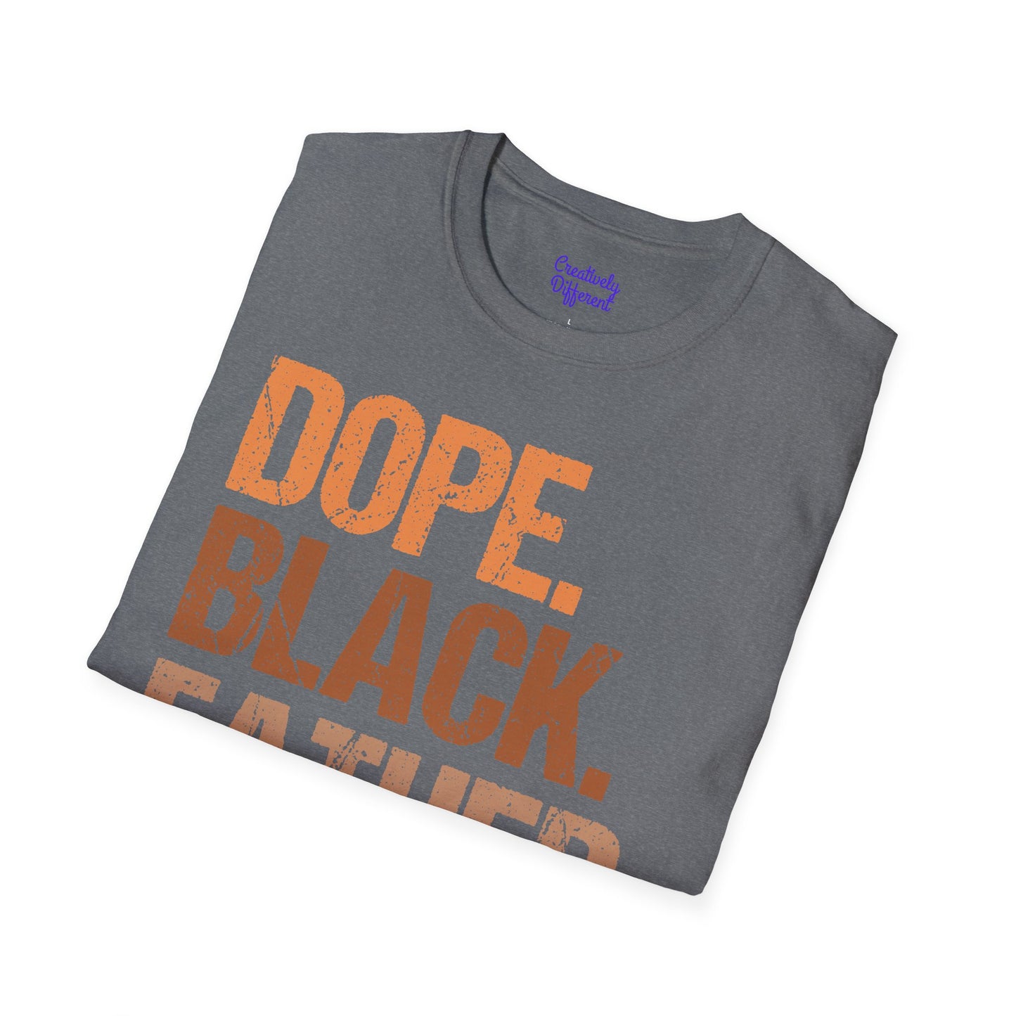 Dope Black Father Unisex Softstyle T-Shirt, Father's Day Gift, Black Pride Apparel, Casual Wear, Streetwear, Gift for Dads