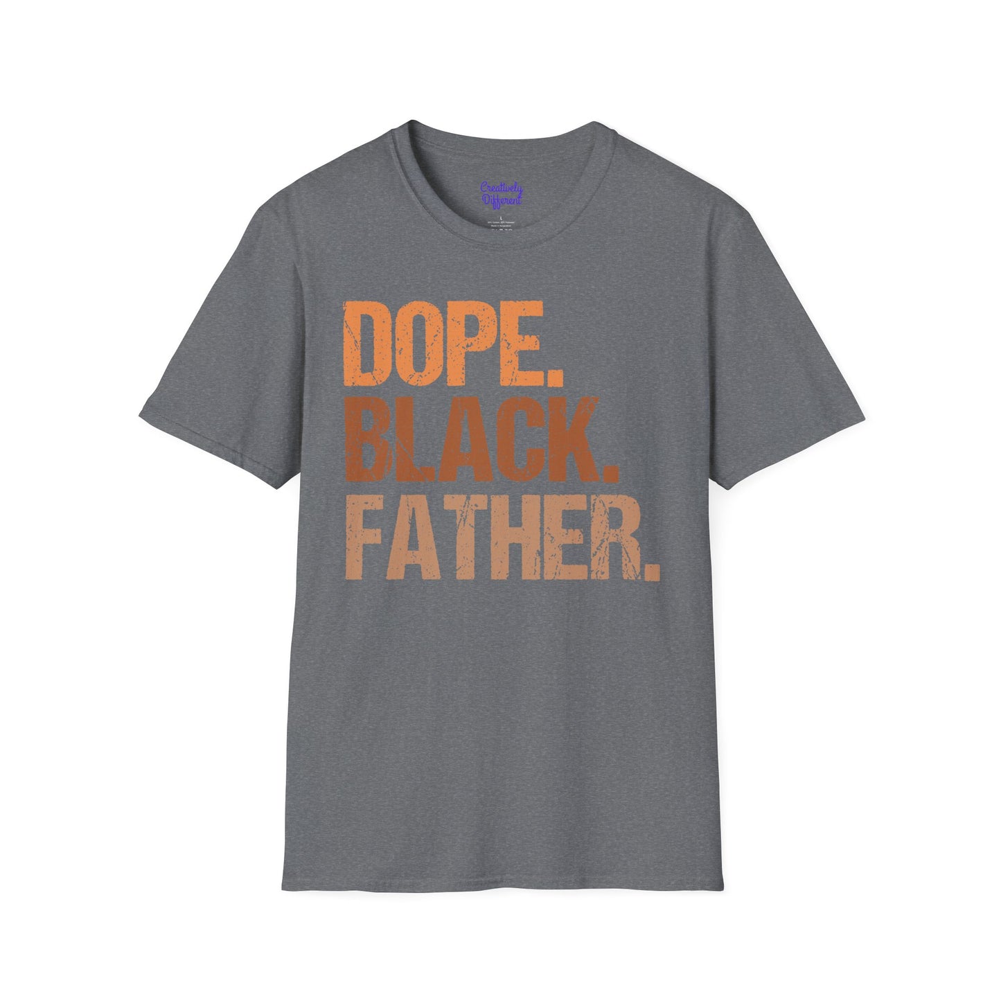 Dope Black Father Unisex Softstyle T-Shirt, Father's Day Gift, Black Pride Apparel, Casual Wear, Streetwear, Gift for Dads