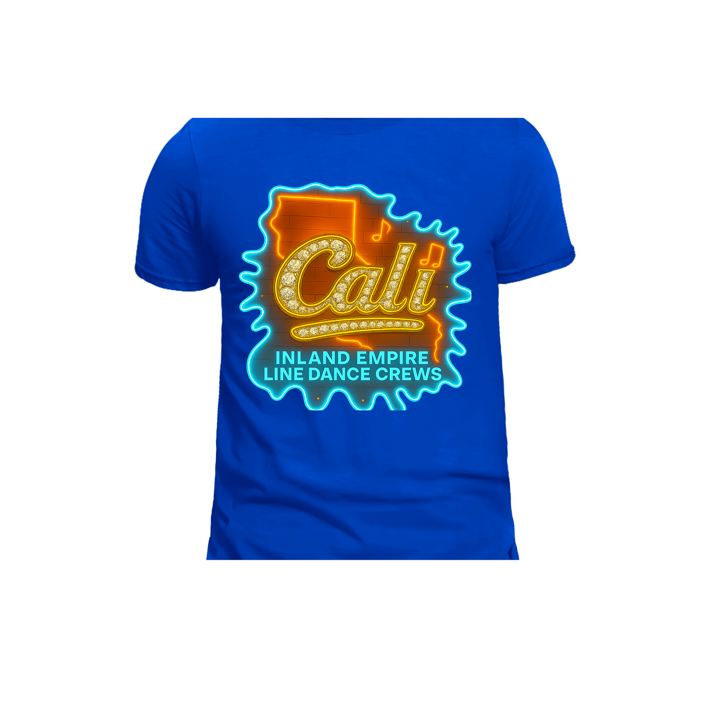 Cali Inland Empire Line Dance Crews Orange & Blue T-Shirt