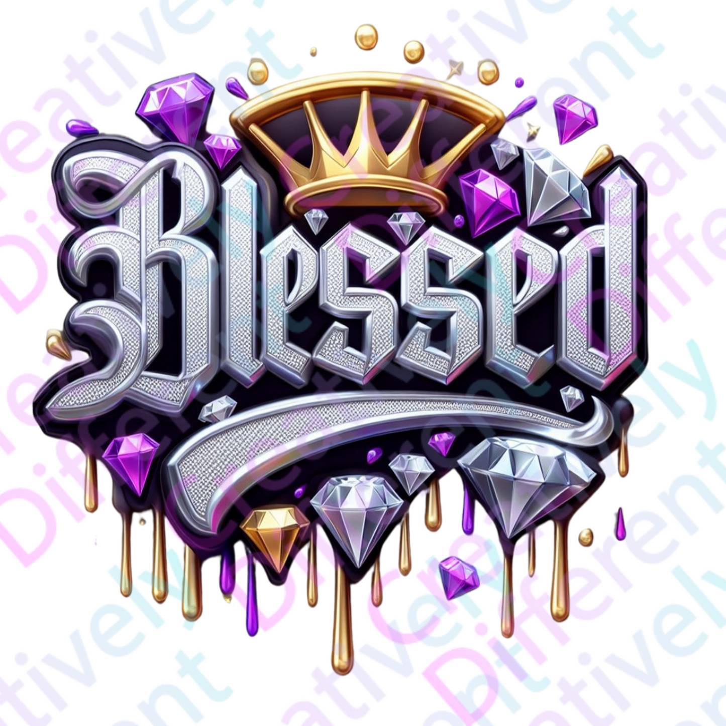 Bundle Blessed Bling Drip with Crown(Red & Purple)